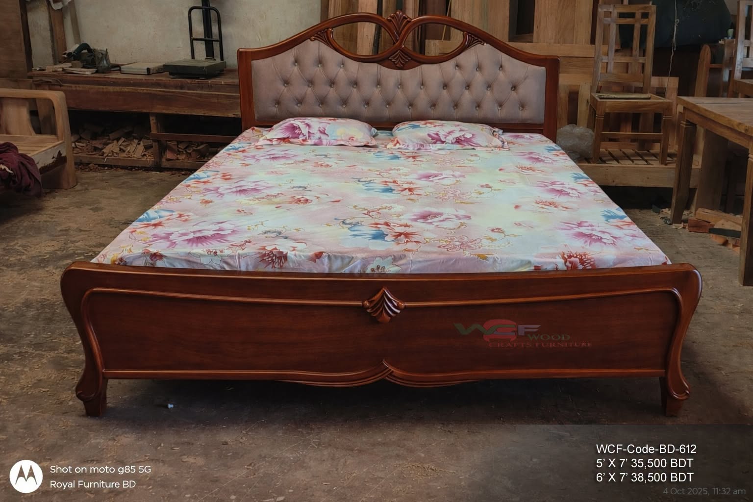 100% Solid Mahogany Wooden Bed | WCF-Code-BD-612 | Wood Crafts Furniture Bangladesh
